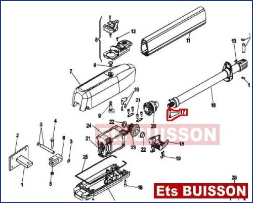 FAAC 415 230- Axe liaison vis sans fin N°17 Référence 718367